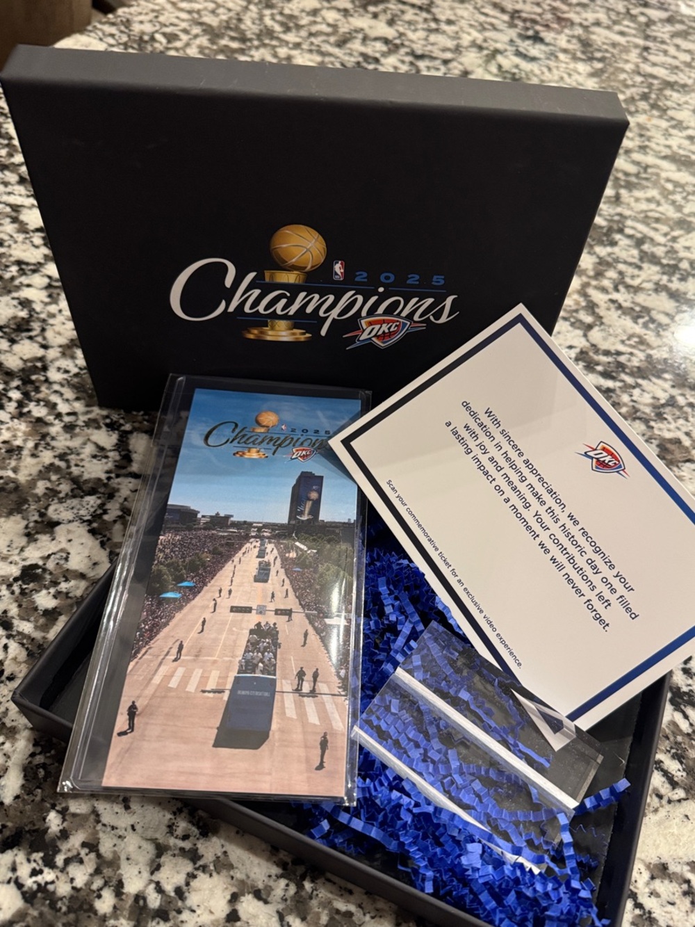 OKC Thunder 2025 NBA Champions Presentation Box - Black & Blue 2262/2500